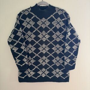 Vintage Black and White Geometric Sweater Liz & Co Claiborne Petite Medium Women